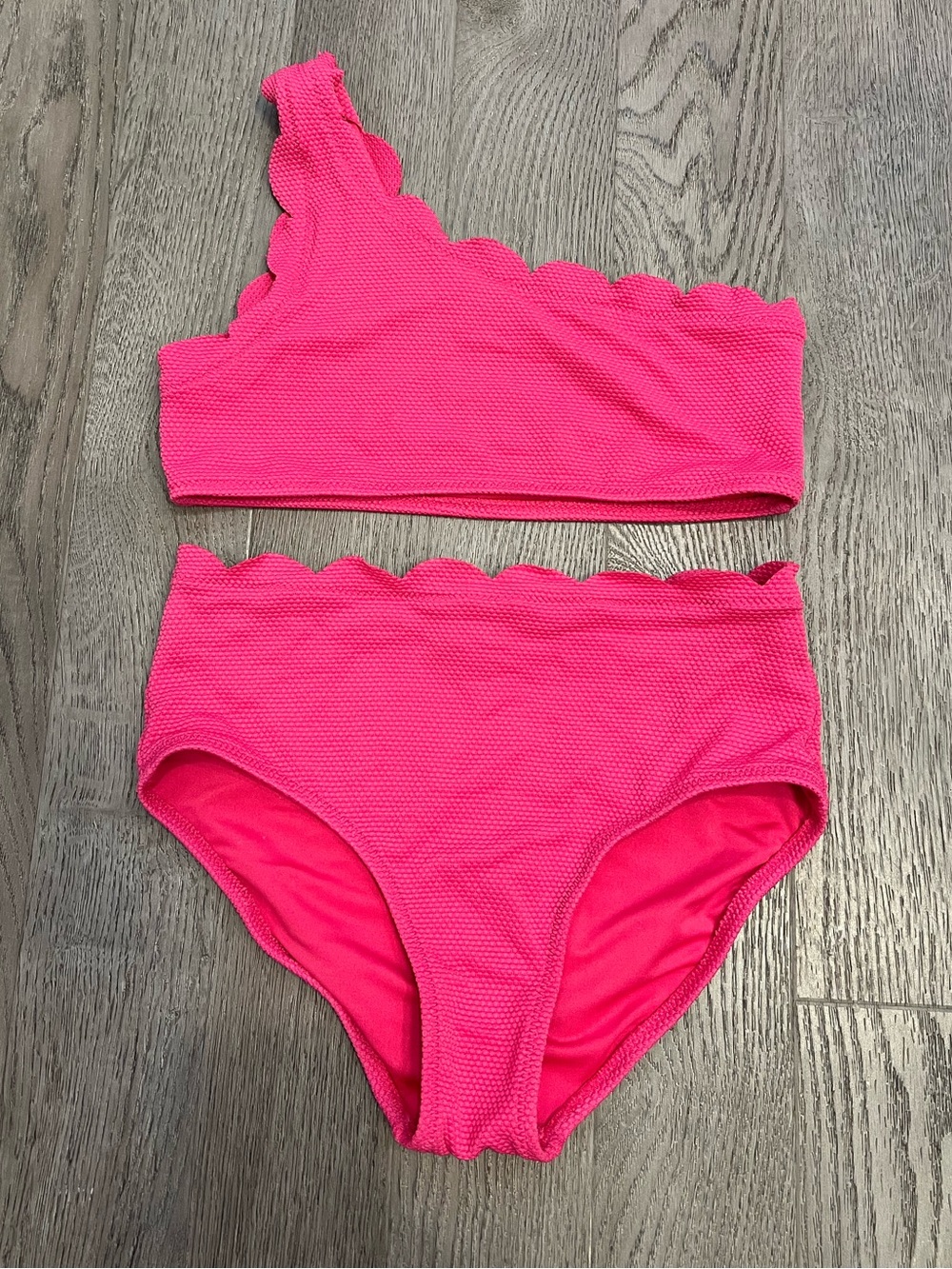 Old Navy Hot Pink Scalloped One-Shoulder Bikini Top